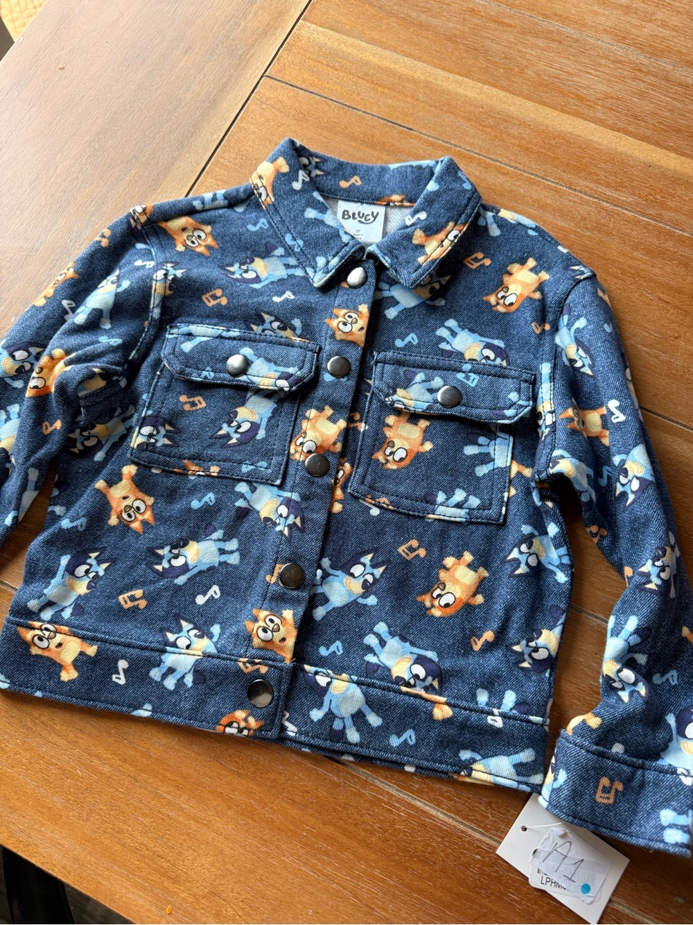 Toddler Girls' Bluey Bingo Denim Jacket - Blue 3T - Picture 3 of 3
